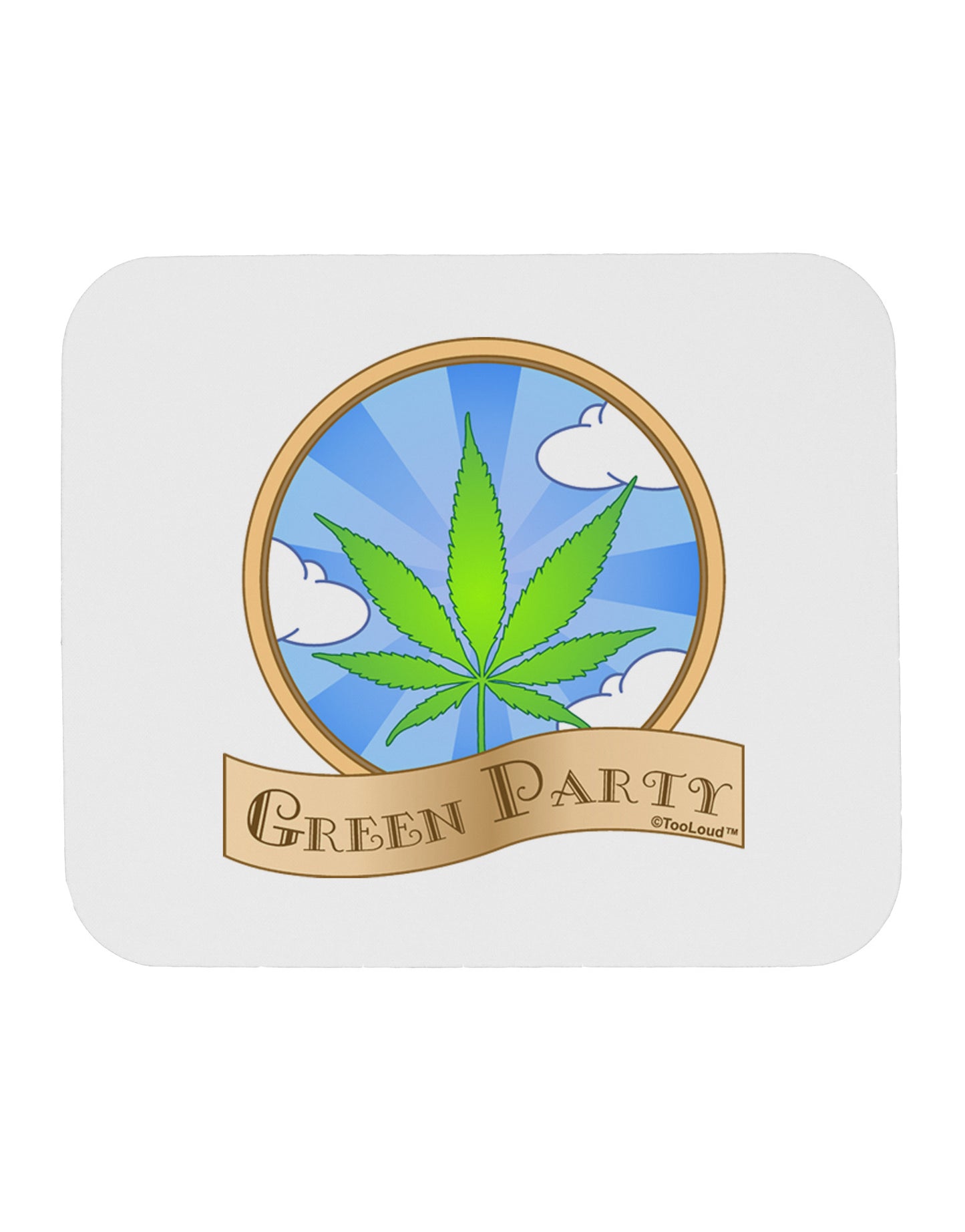 Green Party Symbol Mousepad-TooLoud-White-Davson Sales