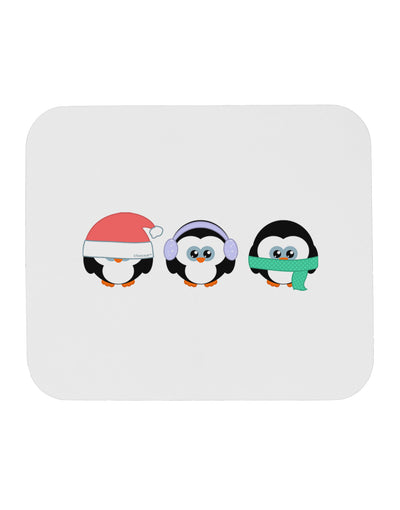 Christmas Penguins See No Evil Hear No Evil Speak No Evil Mousepad-TooLoud-White-Davson Sales