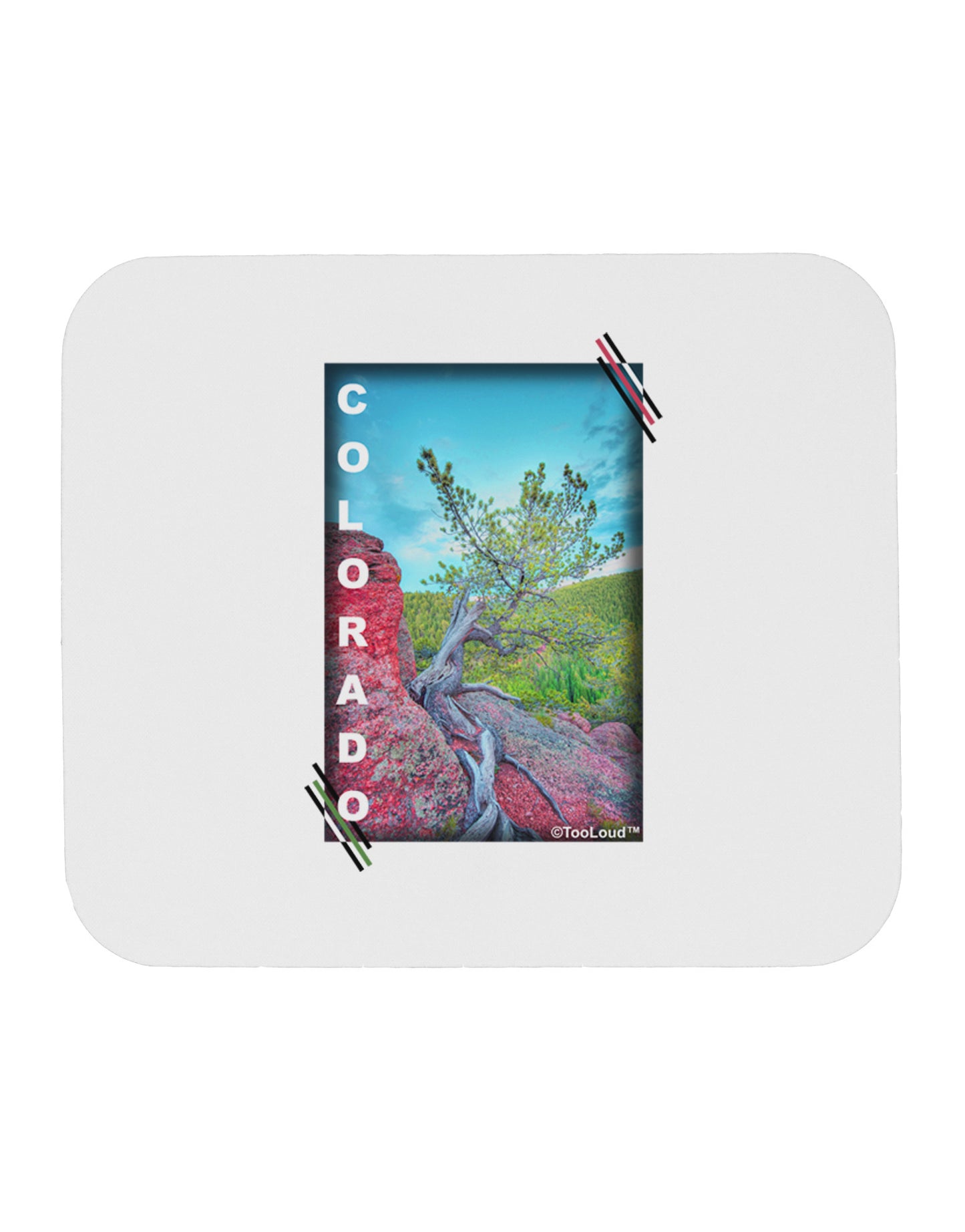 CO Cliffside Tree Text Mousepad-TooLoud-White-Davson Sales