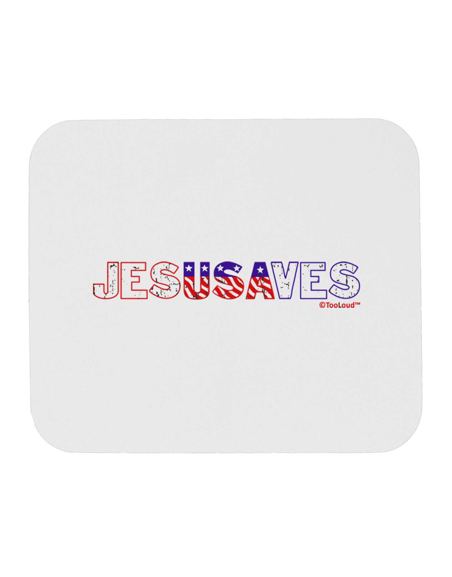 JesUSAves - Jesus Saves USA Design Mousepad by TooLoud-TooLoud-White-Davson Sales