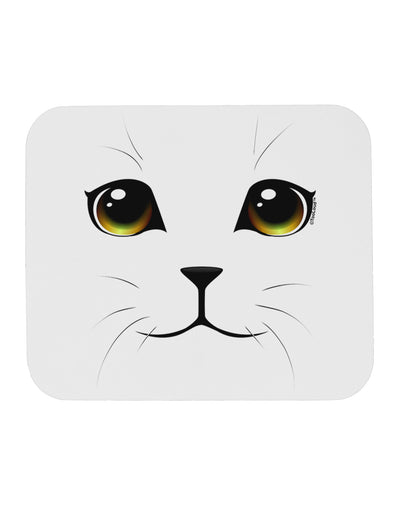 Yellow Amber-Eyed Cute Cat Face Mousepad-TooLoud-White-Davson Sales