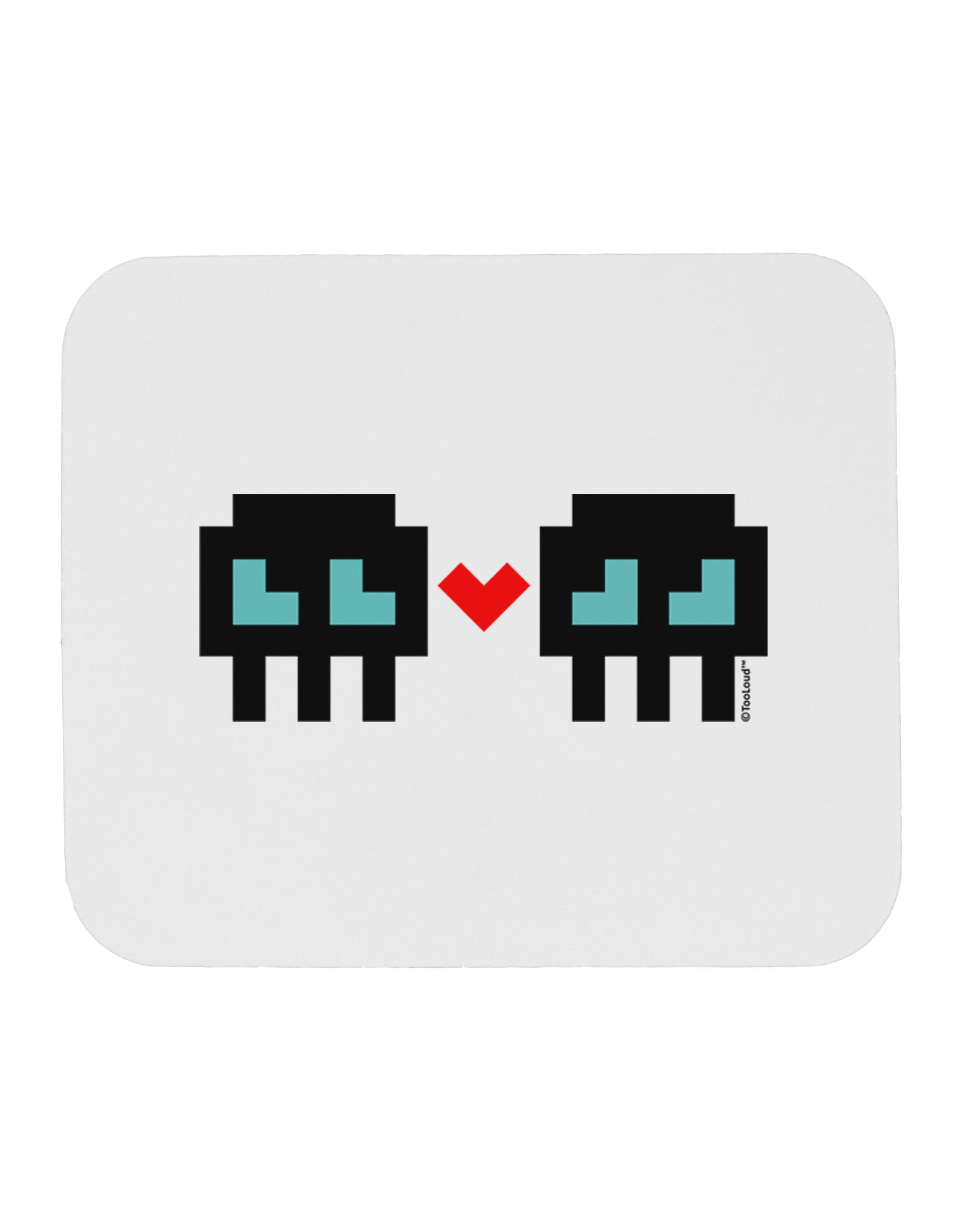 8-Bit Skull Love - Boy and Boy Mousepad-TooLoud-White-Davson Sales