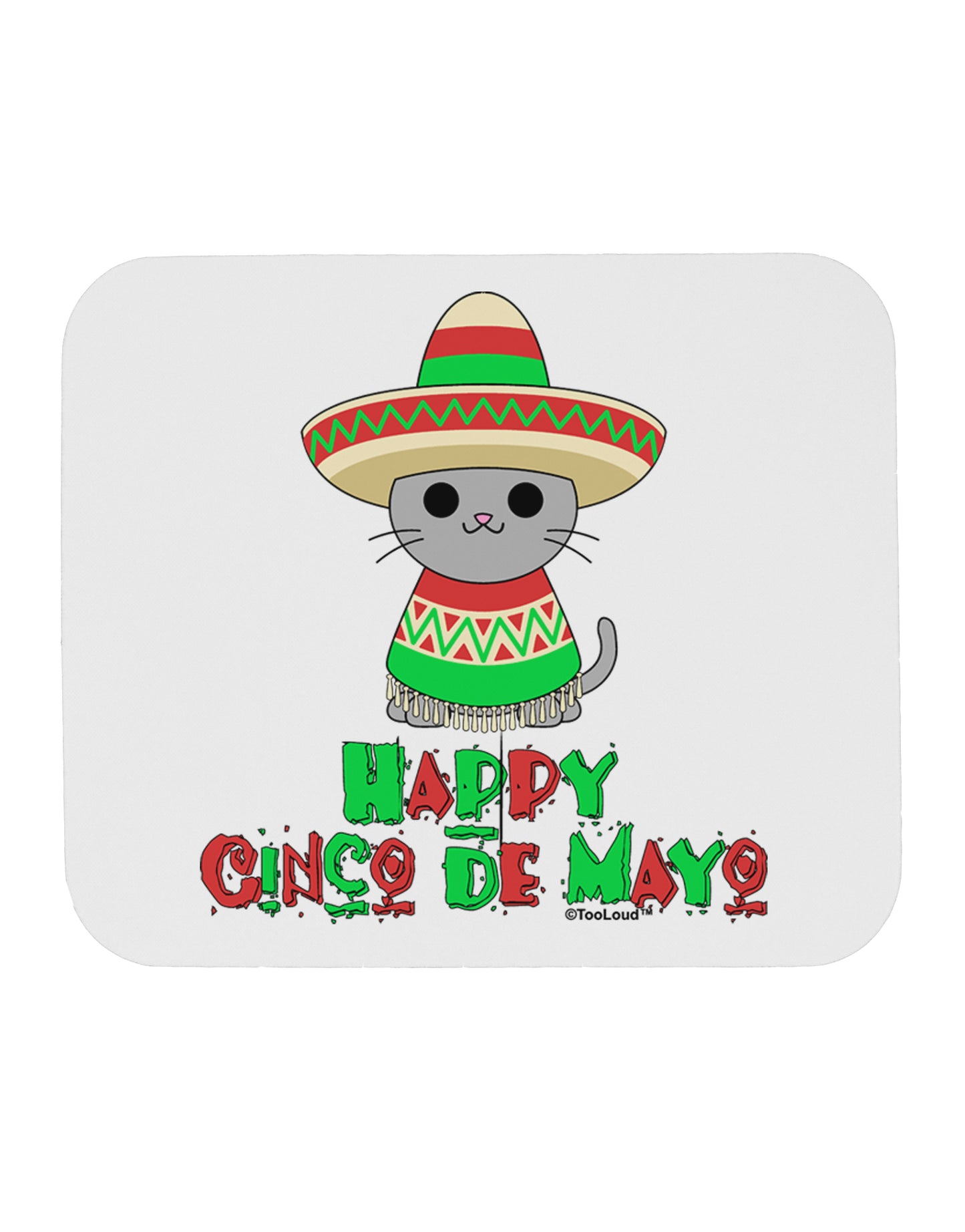 Happy Cinco de Mayo Cat Mousepad by TooLoud-TooLoud-White-Davson Sales