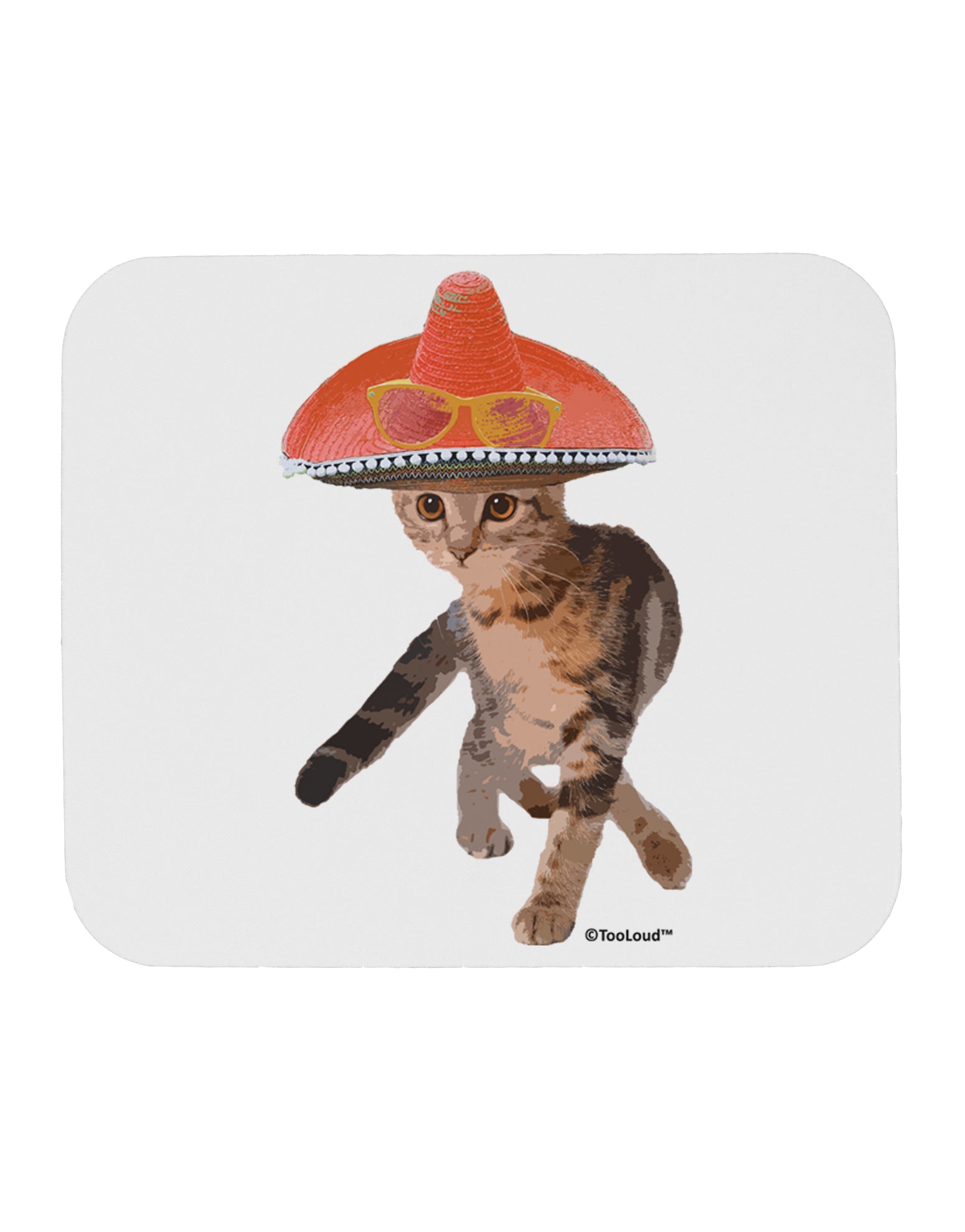 Cat with Pink Sombrero and Sunglasses Mousepad by TooLoud-TooLoud-White-Davson Sales