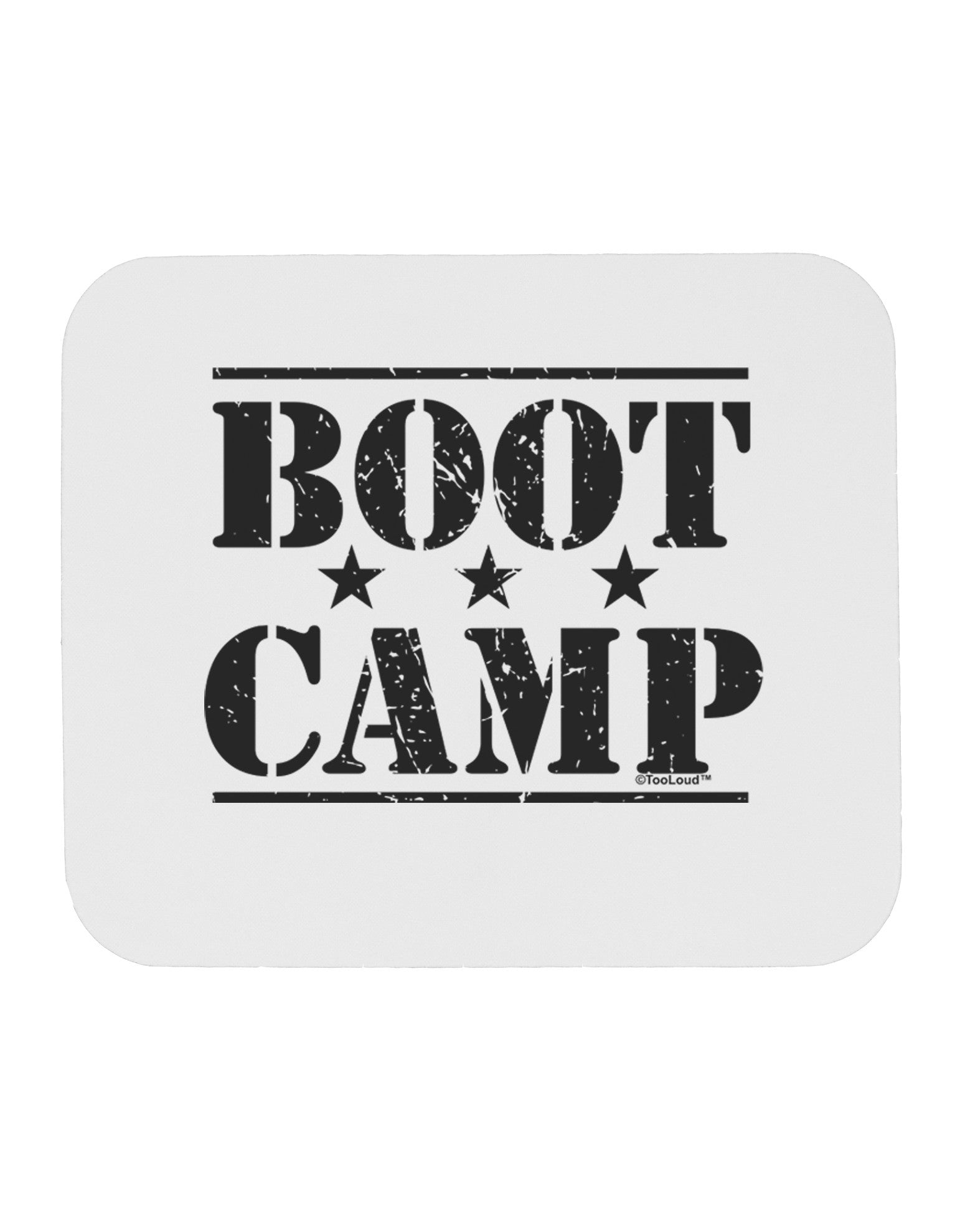 Bootcamp Large distressed Text Mousepad-TooLoud-White-Davson Sales