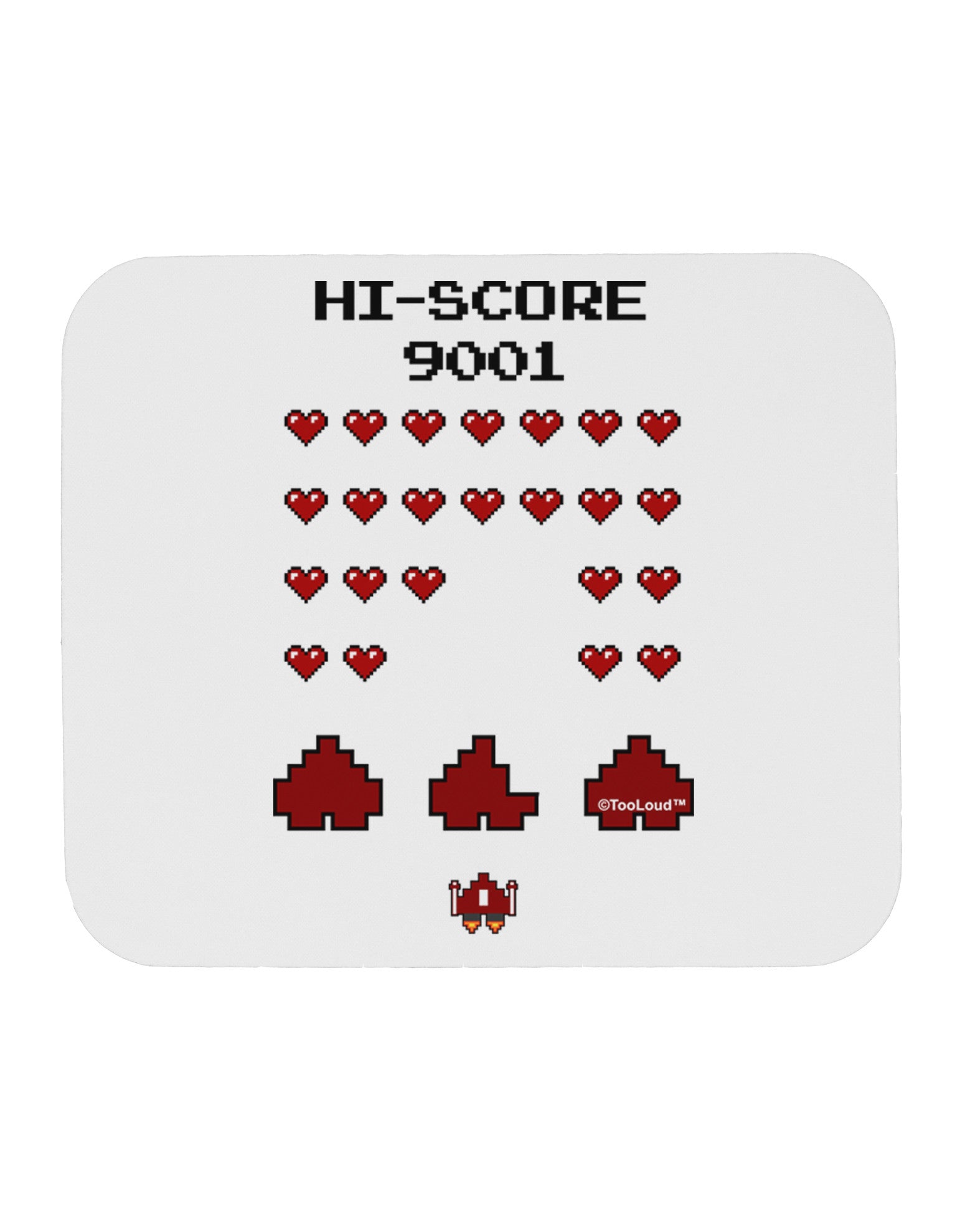Pixel Heart Invaders Design Mousepad-TooLoud-White-Davson Sales
