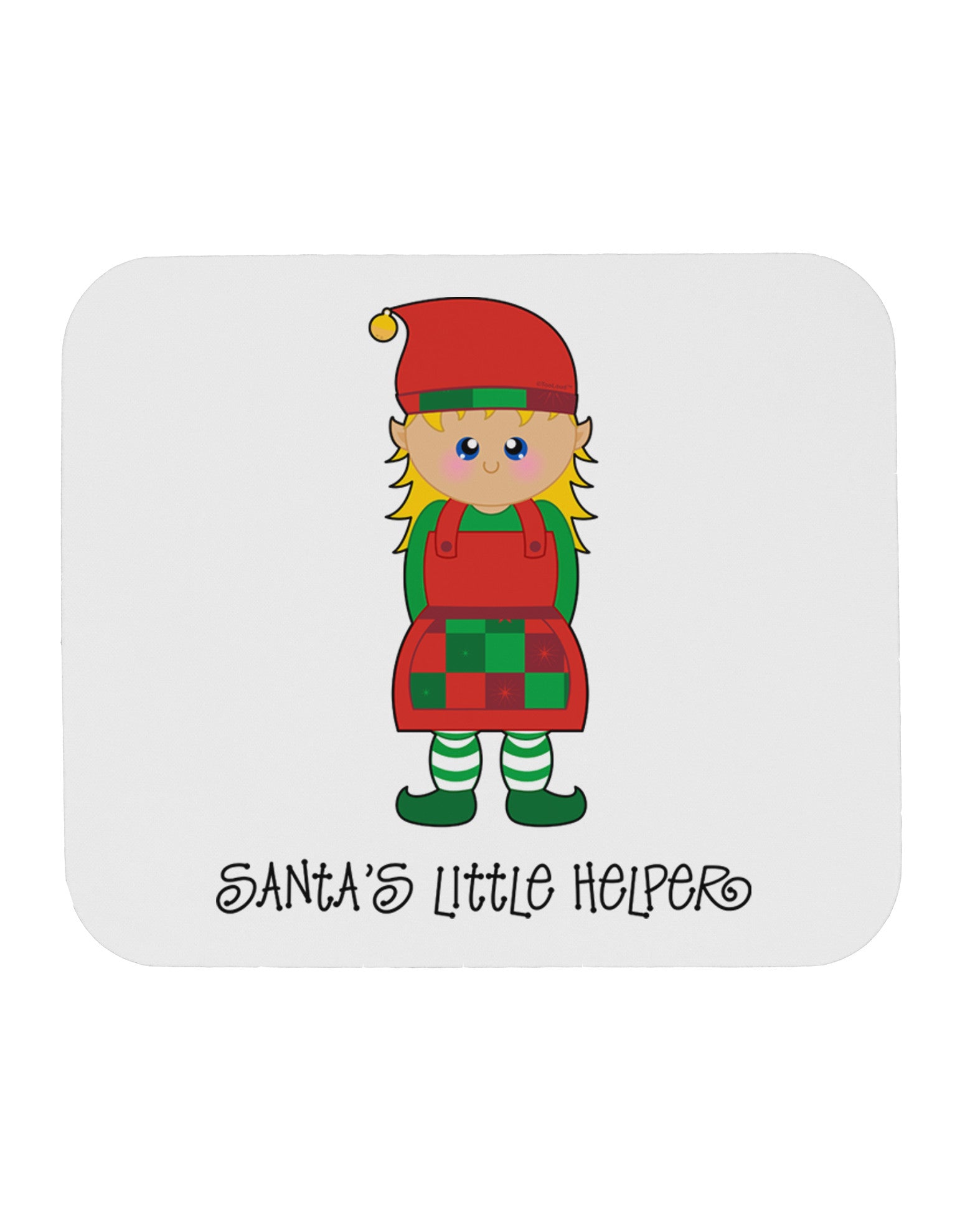 Santa's Little Helper Christmas Elf Girl Mousepad-TooLoud-White-Davson Sales
