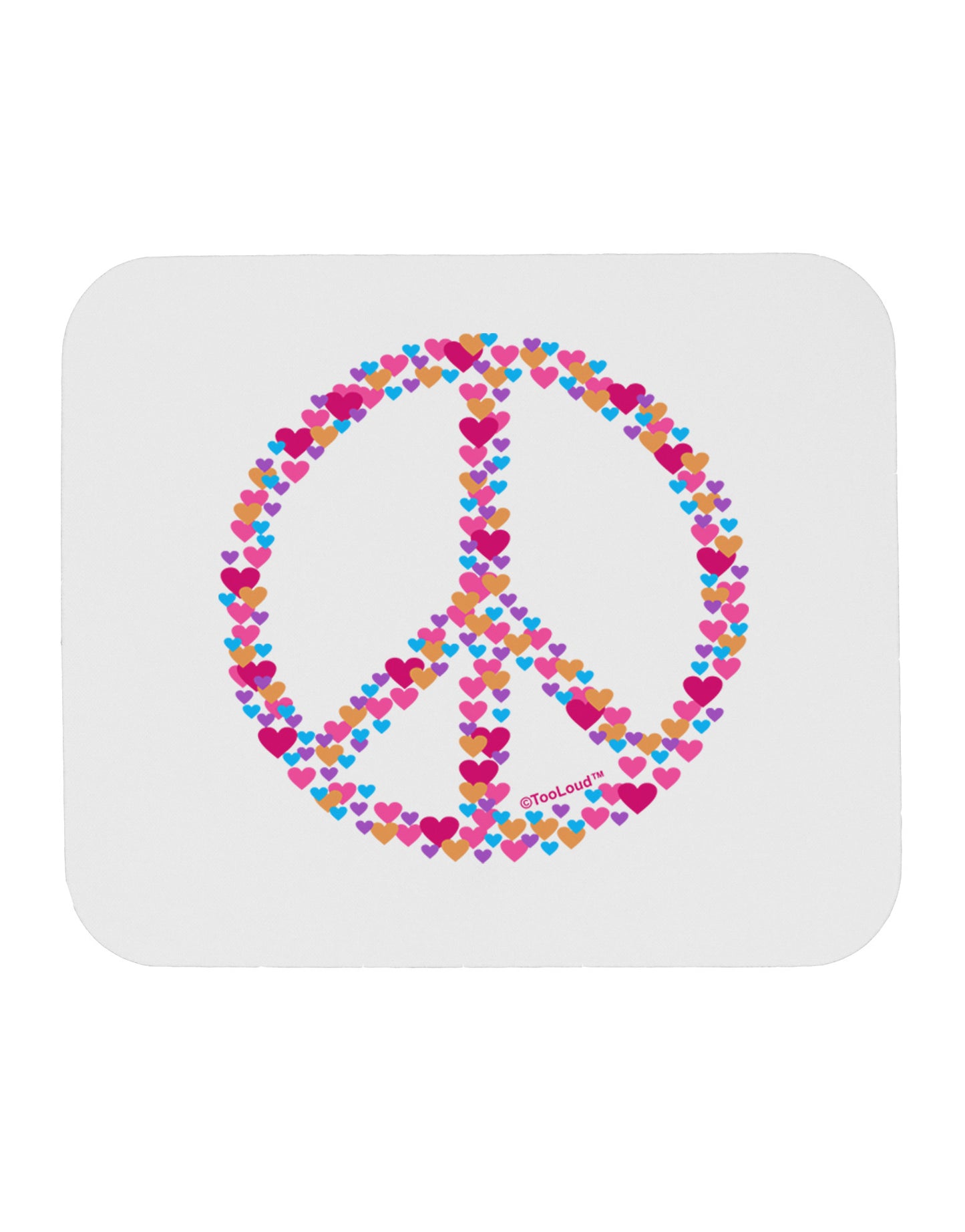 Peace Sign Hearts Mousepad-TooLoud-White-Davson Sales