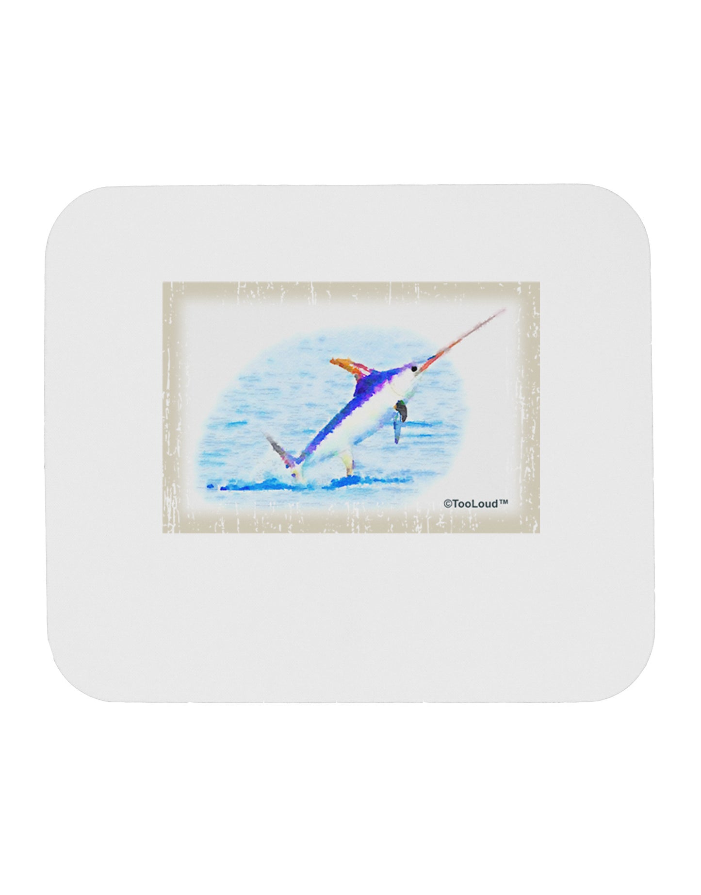 Swordfish Watercolor Mousepad-TooLoud-White-Davson Sales
