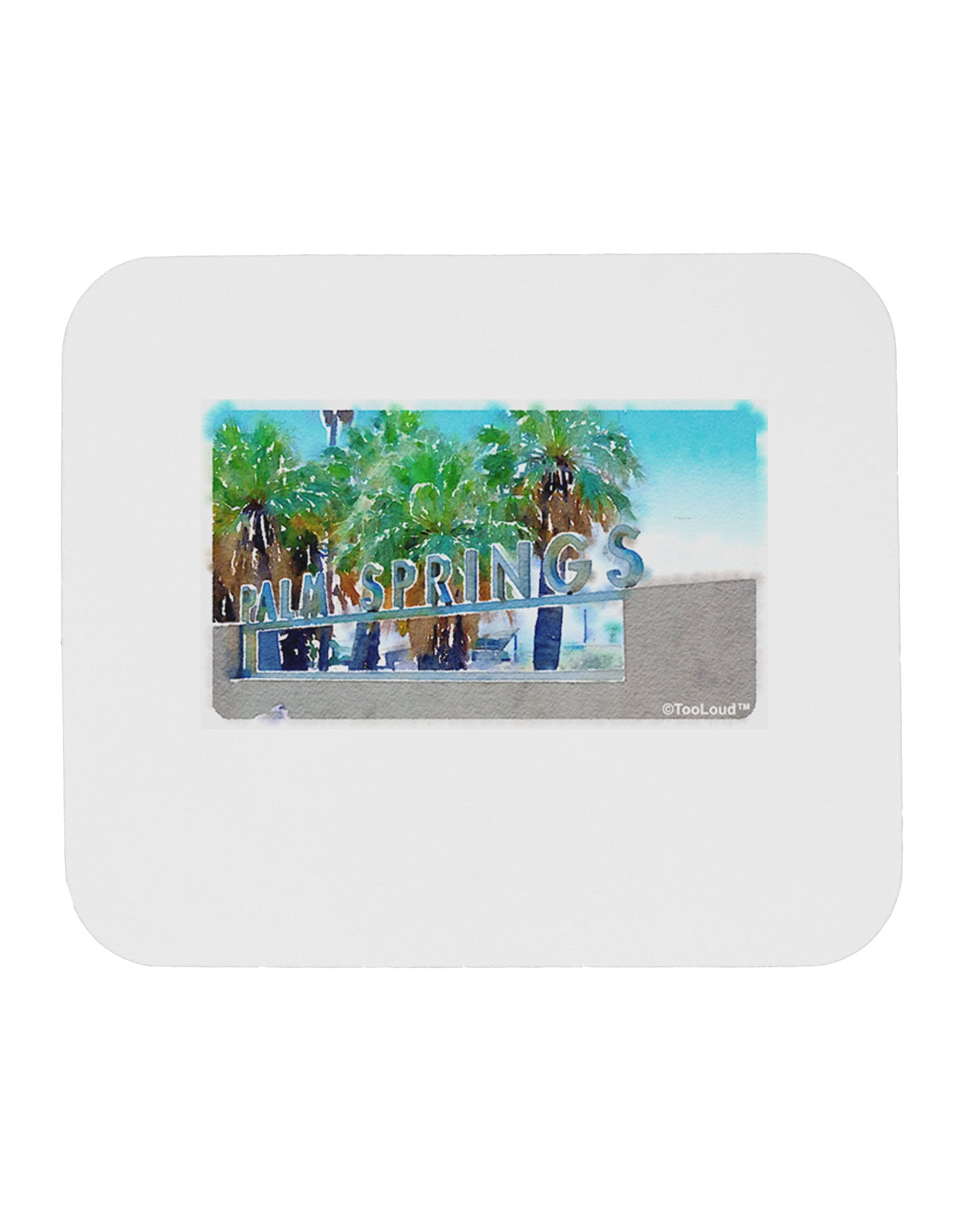 Palm Springs Watercolor Mousepad-TooLoud-White-Davson Sales