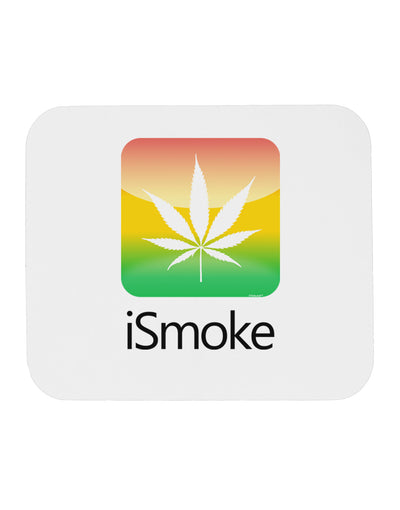 iSmoke Logo - Marijuana Leaf Mousepad-TooLoud-White-Davson Sales