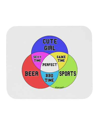 Beer Girl and Sports Diagram Mousepad-TooLoud-White-Davson Sales