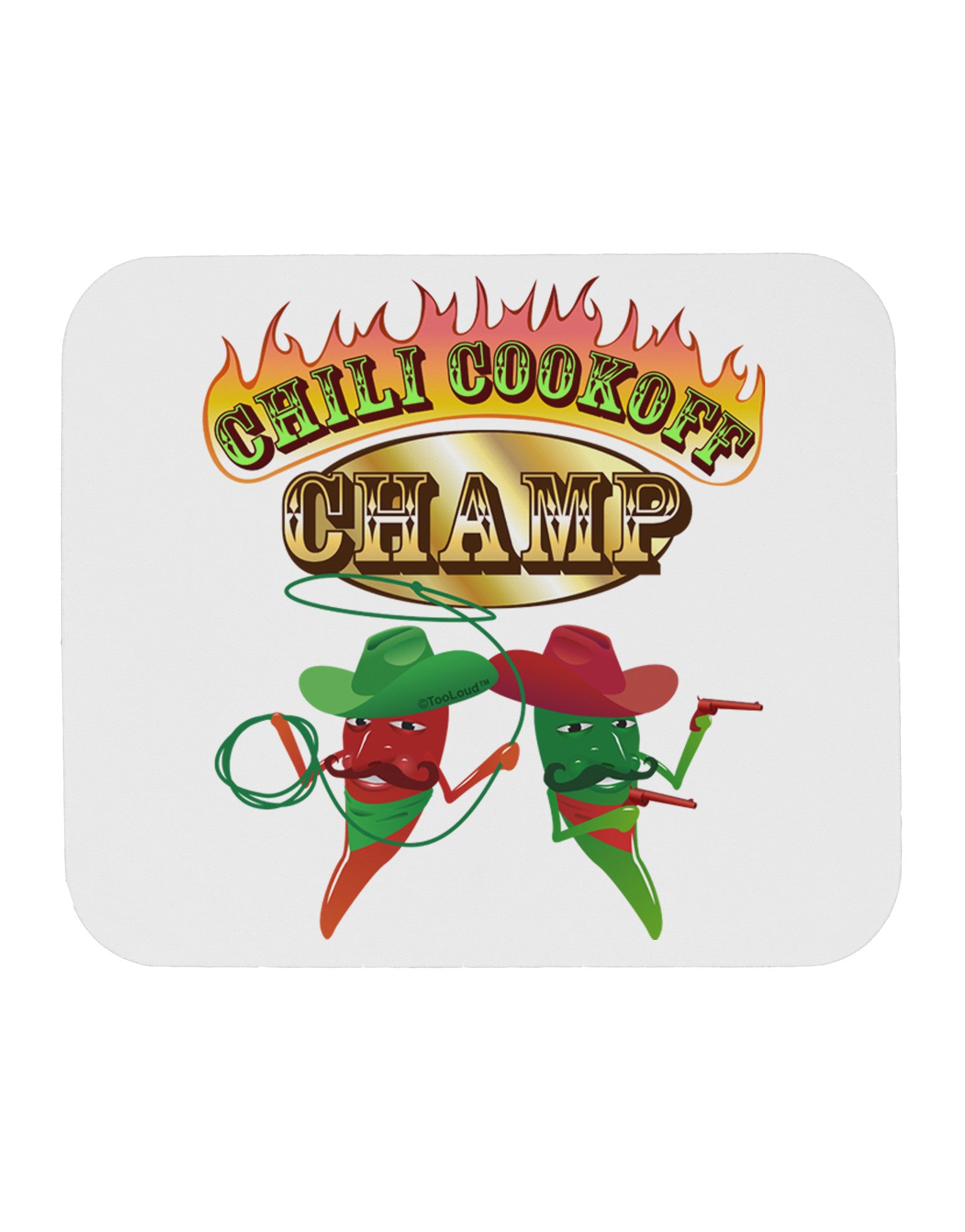 Cowboy Chili Cookoff Champ Mousepad-TooLoud-White-Davson Sales