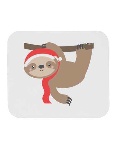 Cute Christmas Sloth with Santa Hat Mousepad-TooLoud-White-Davson Sales