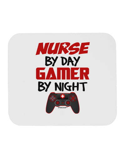 Nurse By Day Gamer By Night Mousepad-TooLoud-White-Davson Sales