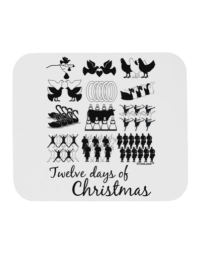 TooLoud Twelve Days of Christmas Text Mousepad-TooLoud-White-Davson Sales