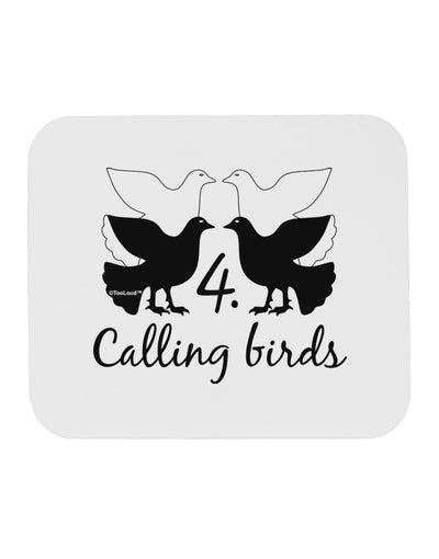 Four Calling Birds Text Mousepad-TooLoud-White-Davson Sales