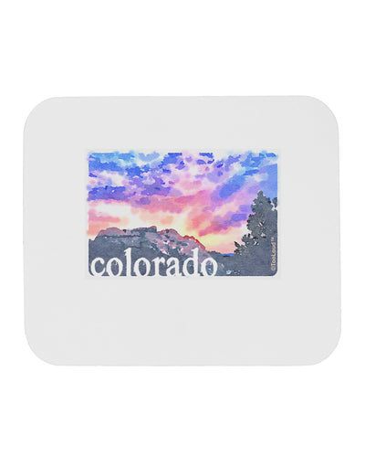 CO Rainbow Sunset Watercolor Text Mousepad-TooLoud-White-Davson Sales