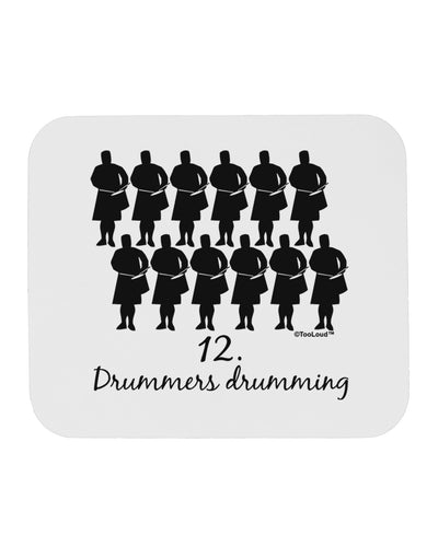 Twelve Drummers Drumming Text Mousepad-TooLoud-White-Davson Sales