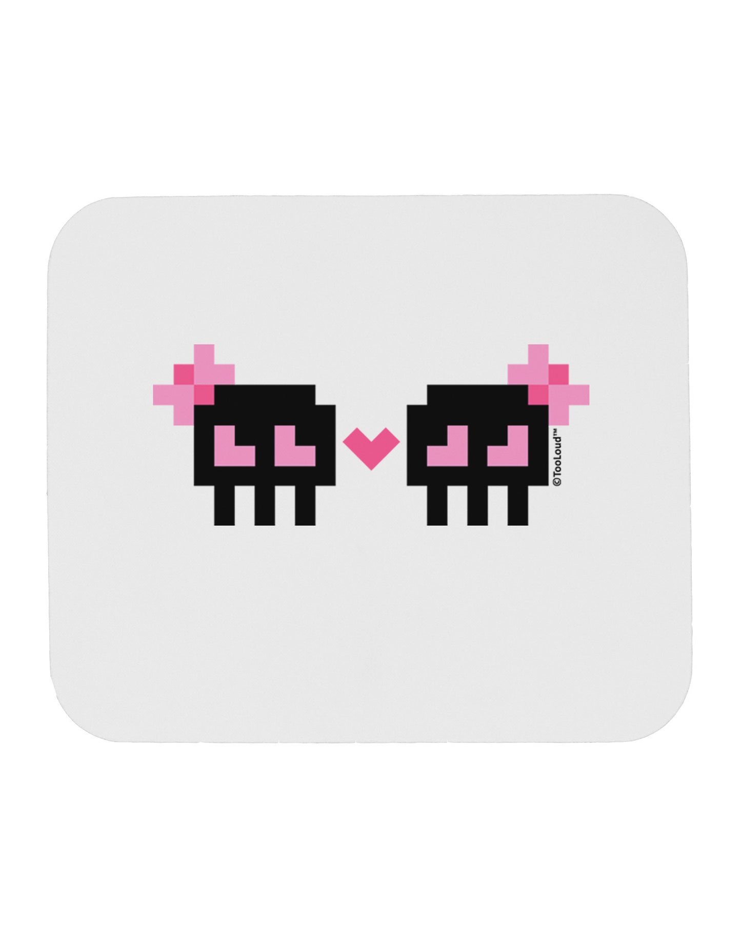 8-Bit Skull Love - Girl and Girl Mousepad-TooLoud-White-Davson Sales