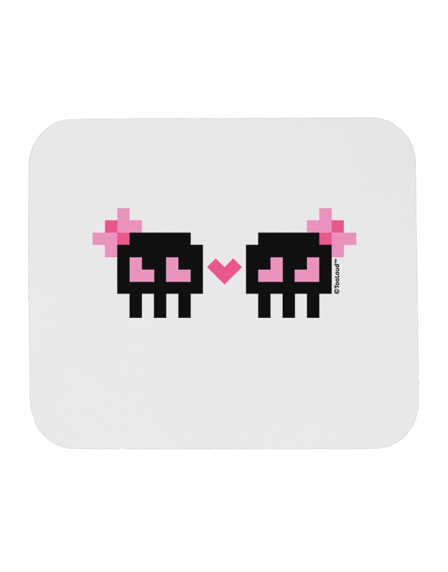8-Bit Skull Love - Girl and Girl Mousepad-TooLoud-White-Davson Sales