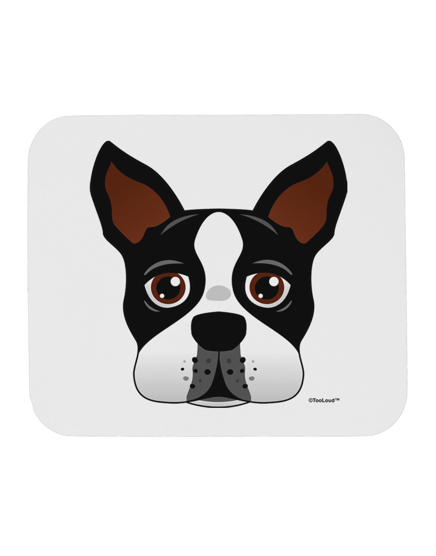 Cute Boston Terrier Dog Face Mousepad-TooLoud-White-Davson Sales