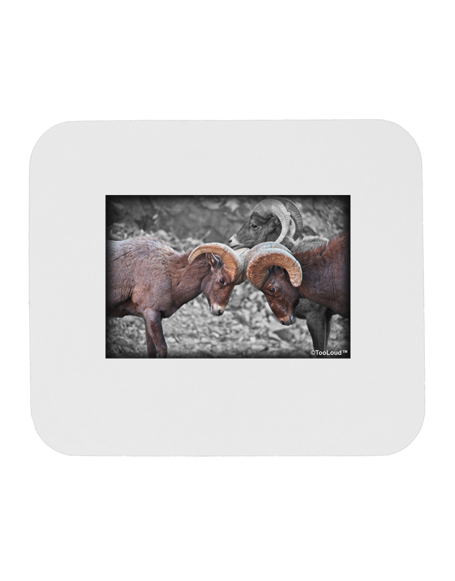 CO Bighorn Head Butt Desaturated Mousepad-TooLoud-White-Davson Sales