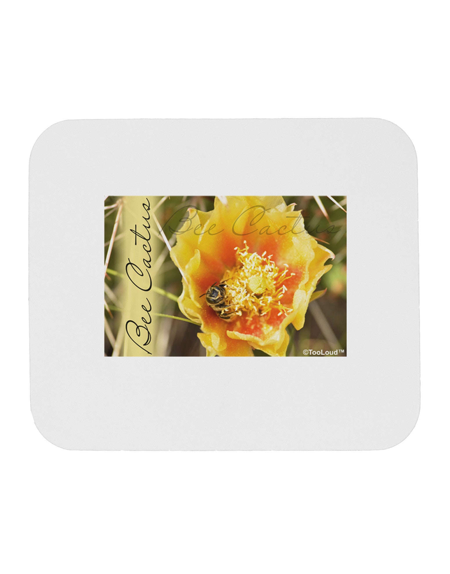 Bee Cactus with Text Mousepad-TooLoud-White-Davson Sales