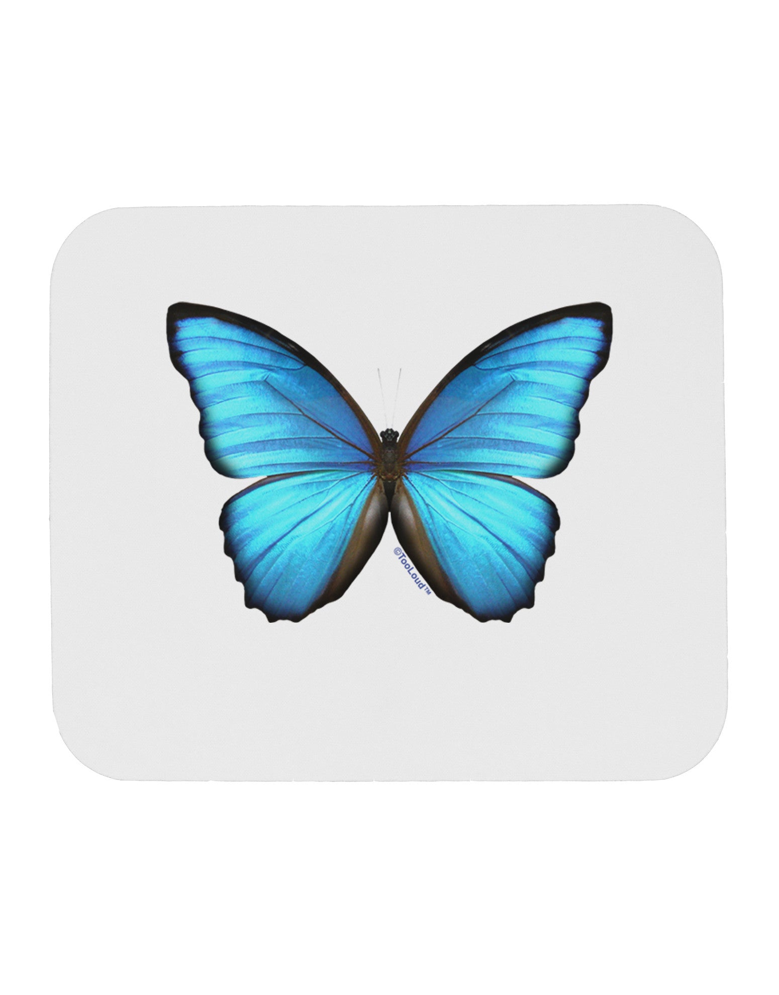 Big Blue Butterfly Mousepad-TooLoud-White-Davson Sales