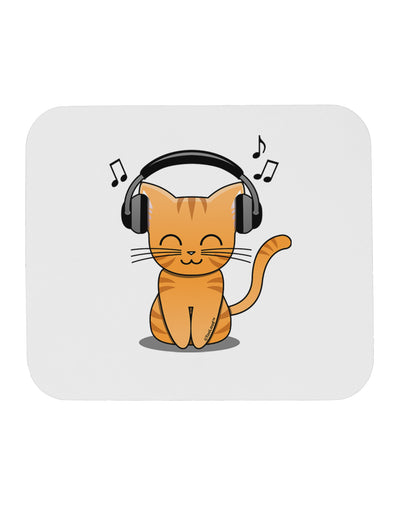 Cute Kitty With Headphones Mousepad-TooLoud-White-Davson Sales