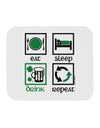 Eat Sleep Drink Green Beer Repeat Mousepad-TooLoud-White-Davson Sales