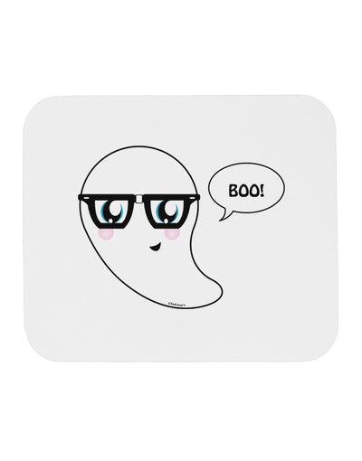 Cute Nerd Ghost Boo Halloween Mousepad-TooLoud-White-Davson Sales