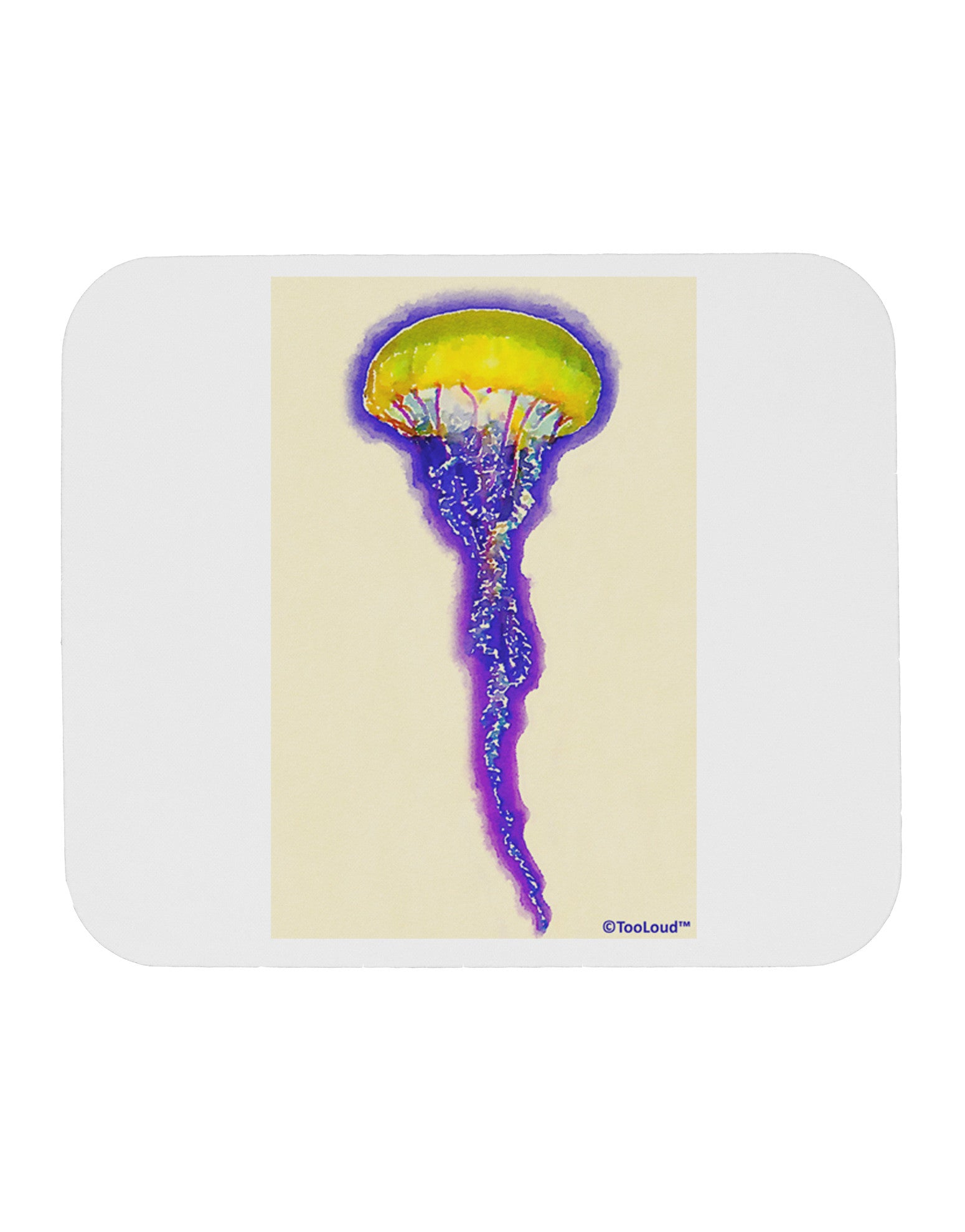 Jellyfish Outlined in Purple Watercolor Mousepad-TooLoud-White-Davson Sales