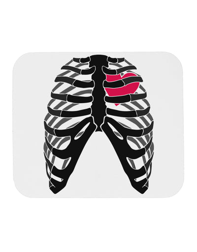 Black Skeleton Bones Ribcage with Heart Mousepad-TooLoud-White-Davson Sales