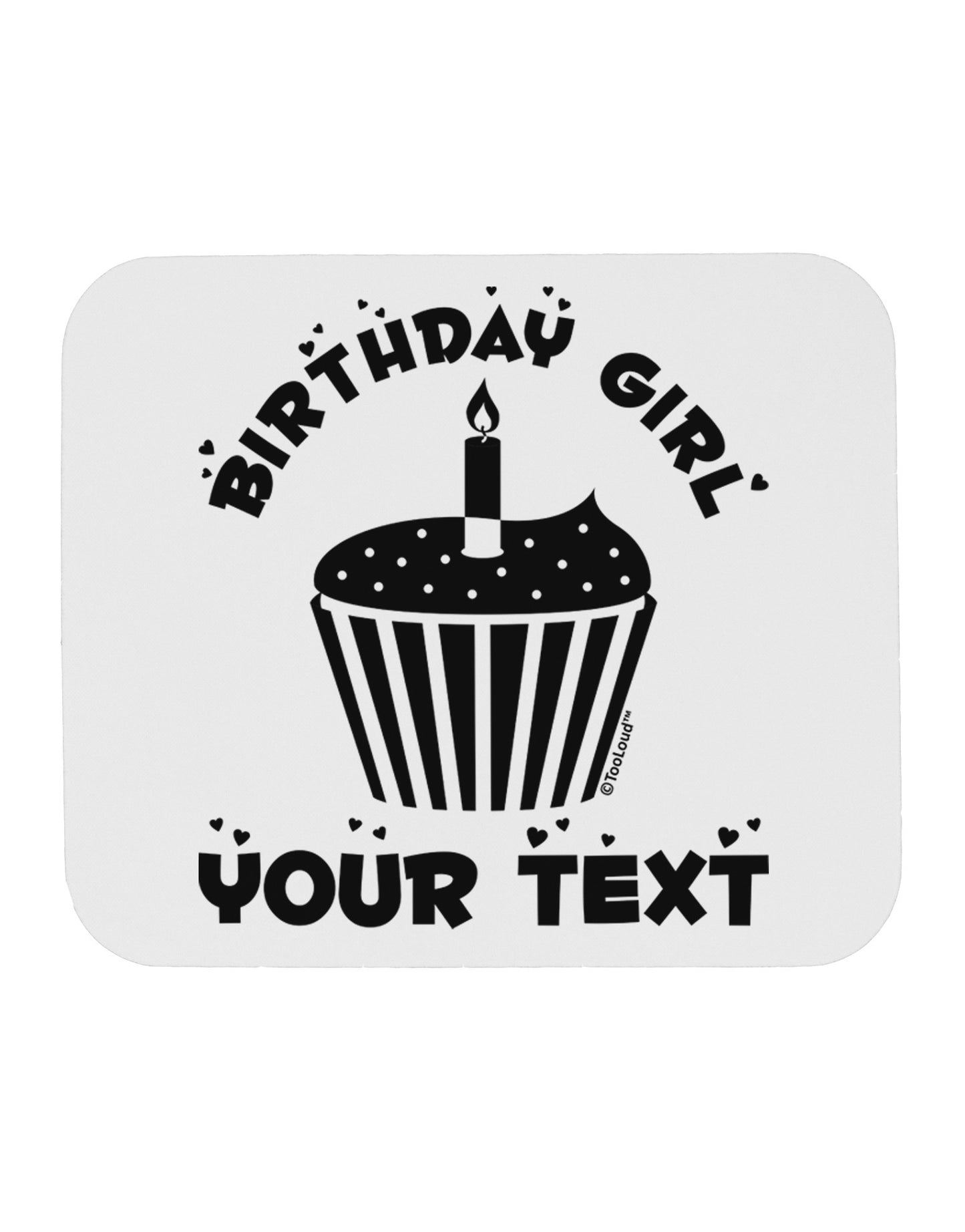 Personalized Birthday Girl Cupcake -Customizable- Name Mousepad-TooLoud-White-Davson Sales