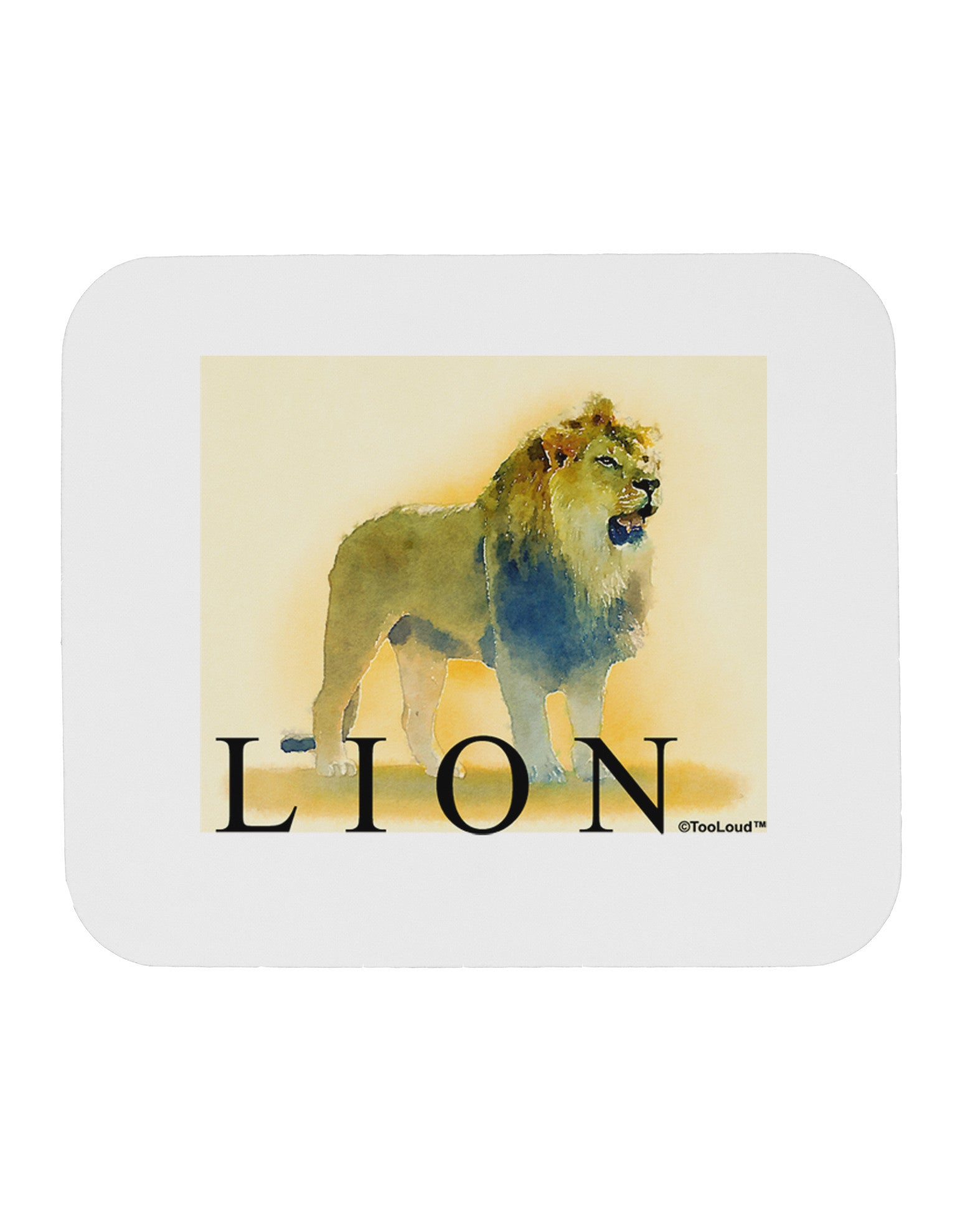 Lion Watercolor 1 Text Mousepad-TooLoud-White-Davson Sales