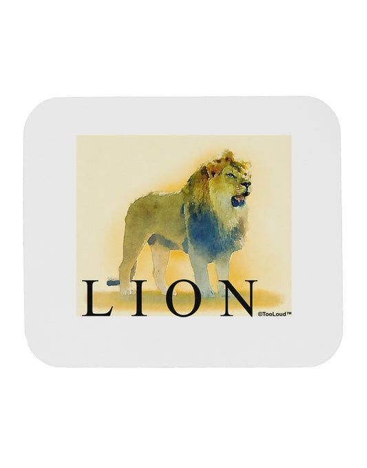 Lion Watercolor 1 Text Mousepad-TooLoud-White-Davson Sales
