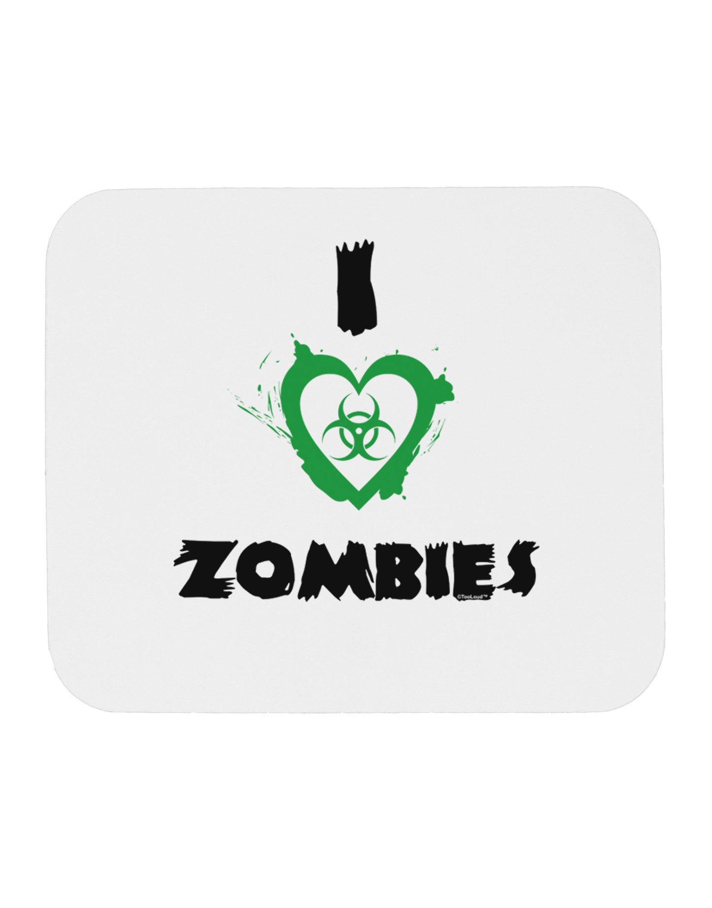 I Heart Zombies - Bio Hazard Heart Green Mousepad-TooLoud-White-Davson Sales
