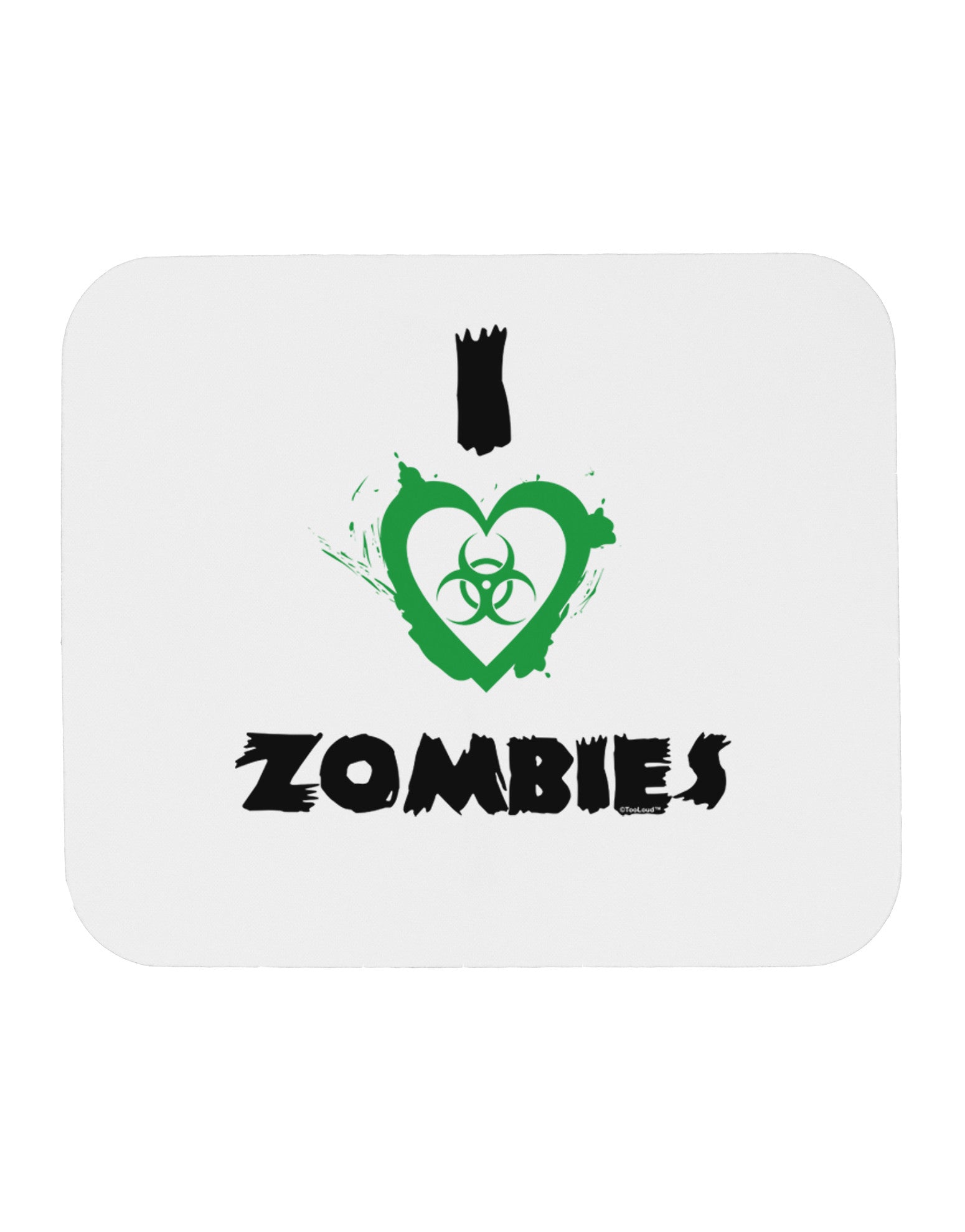 I Heart Zombies - Bio Hazard Heart Green Mousepad-TooLoud-White-Davson Sales