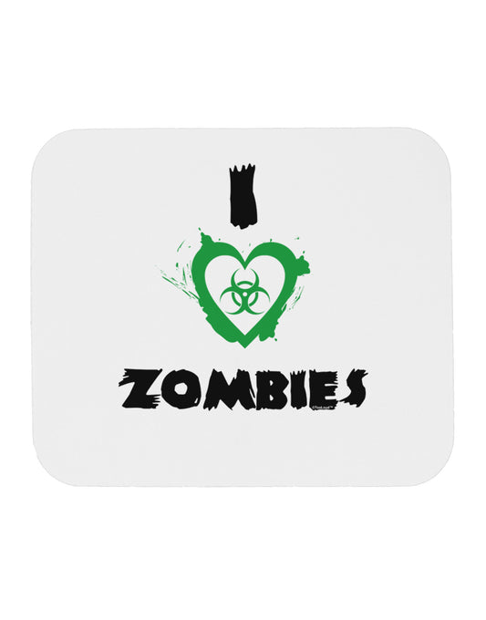 I Heart Zombies - Bio Hazard Heart Green Mousepad-TooLoud-White-Davson Sales