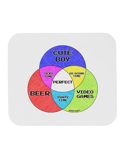 Beer Boy and Games Diagram Mousepad-TooLoud-White-Davson Sales