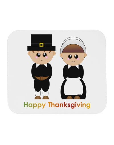 Cute Pilgrim Couple Happy Thanksgiving Mousepad-TooLoud-White-Davson Sales