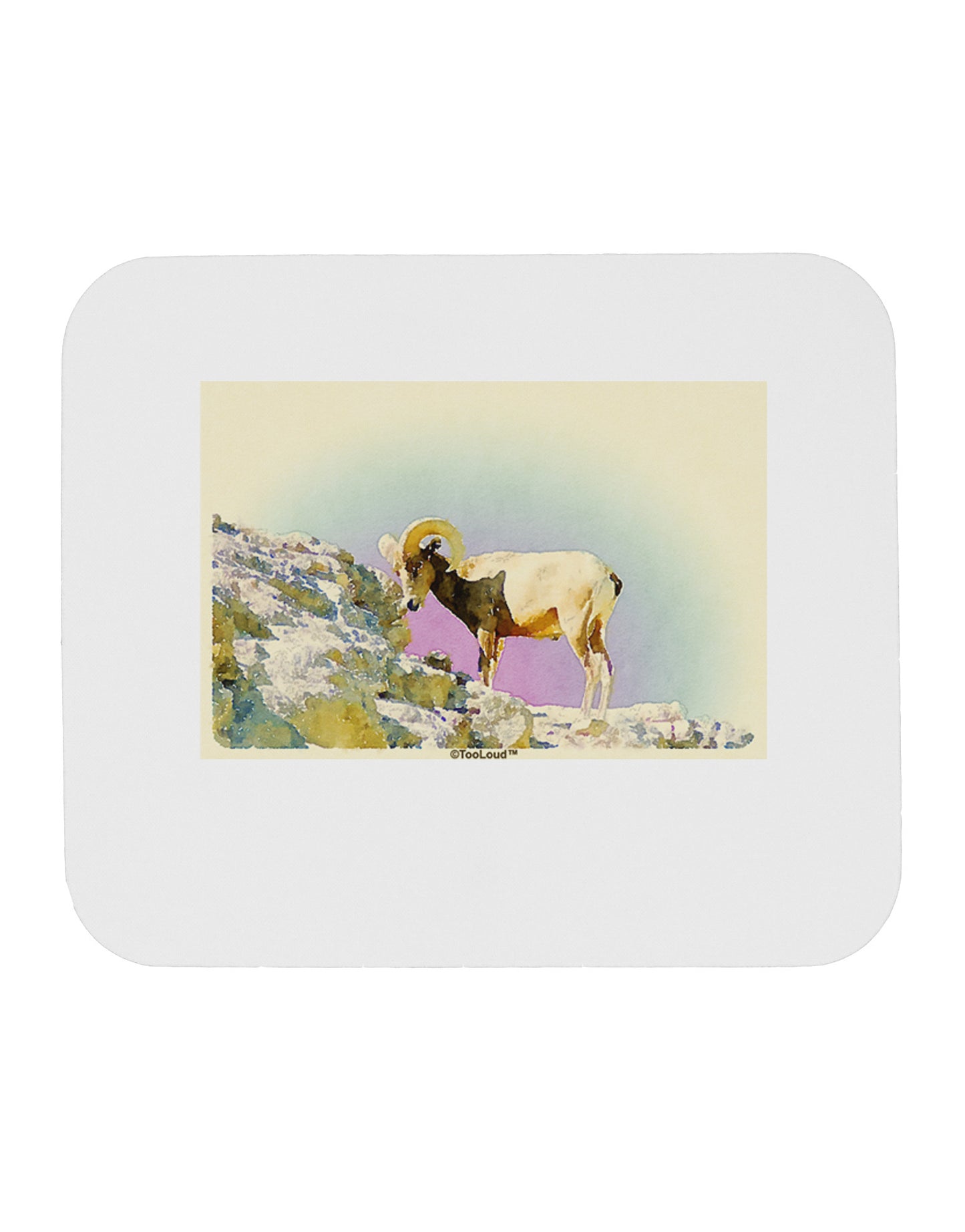 Bighorn Ram Watercolor Mousepad-TooLoud-White-Davson Sales
