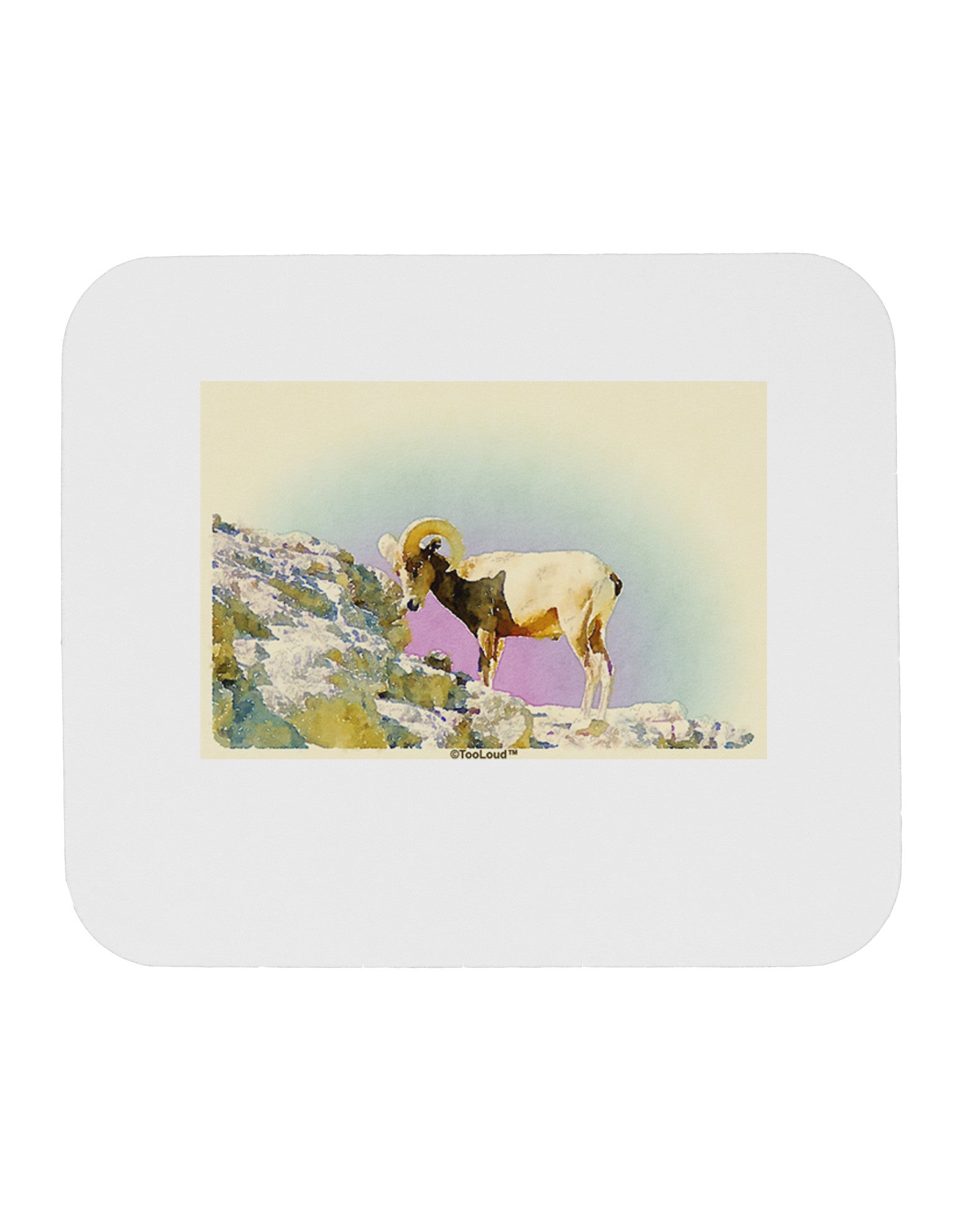 Bighorn Ram Watercolor Mousepad-TooLoud-White-Davson Sales