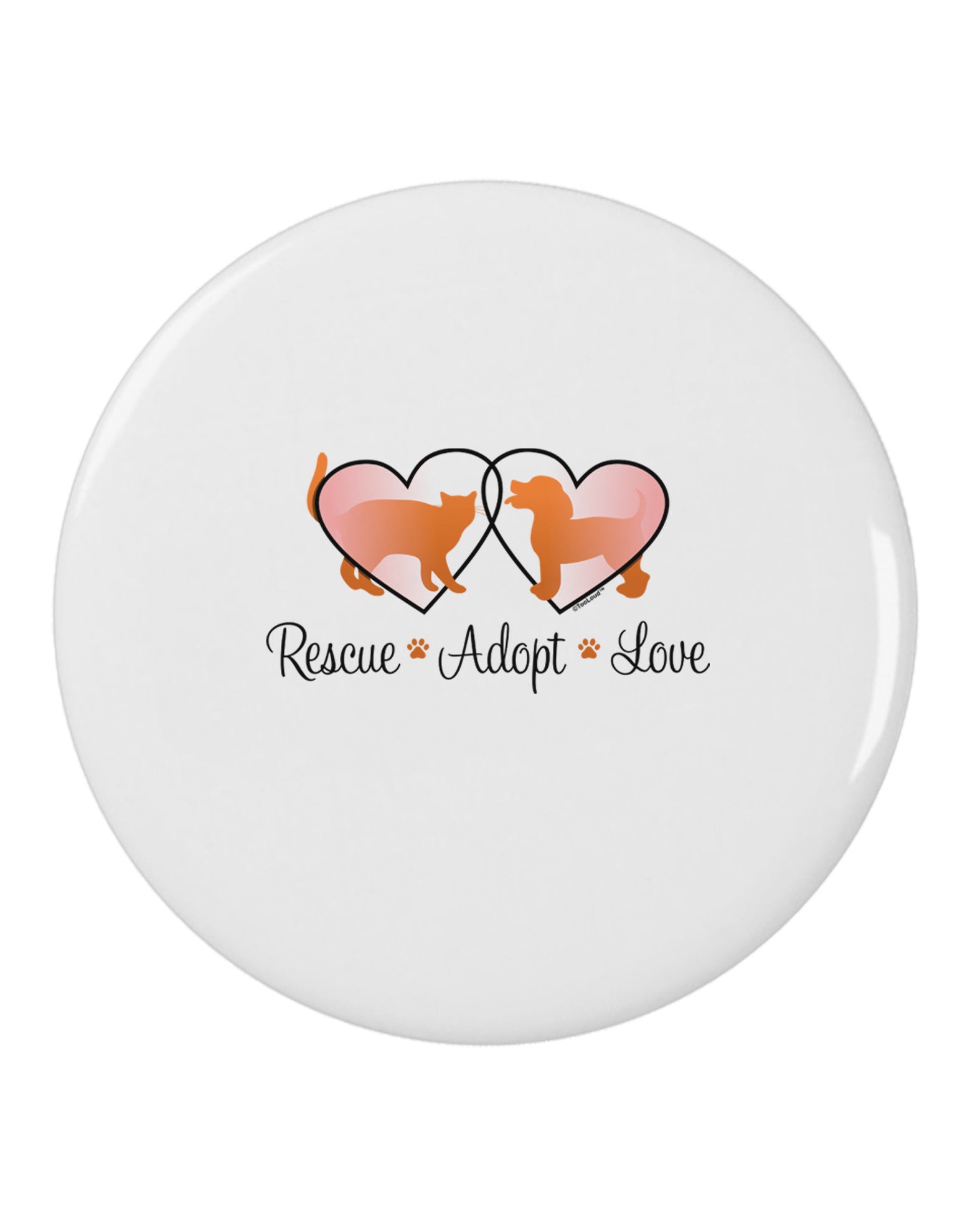 Rescue Adopt Love 2.25" Round Pin Button-Round Pin Button-TooLoud-White-2.25in-Davson Sales