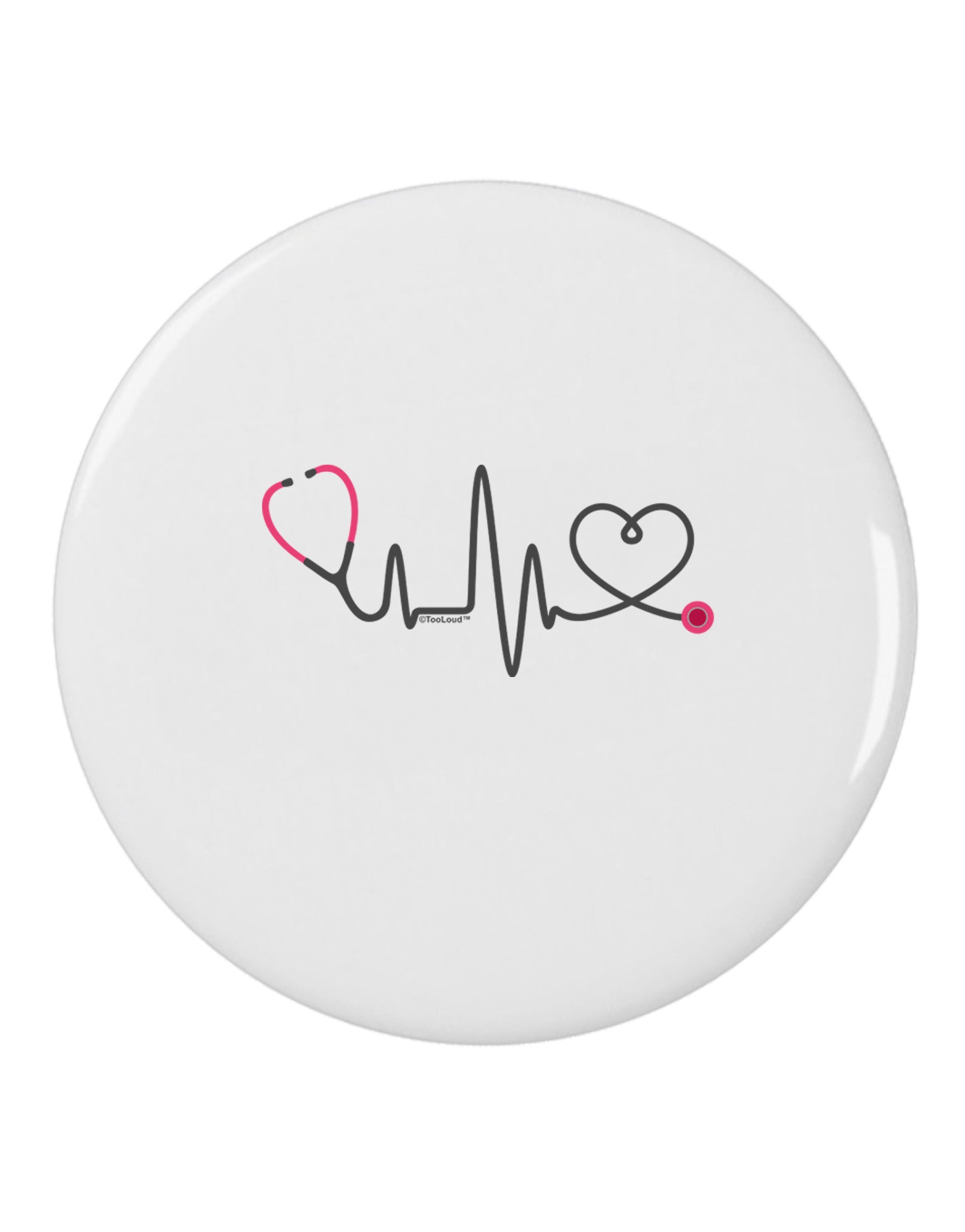 Stethoscope Heartbeat 2.25" Round Pin Button-Round Pin Button-TooLoud-White-2.25in-Davson Sales