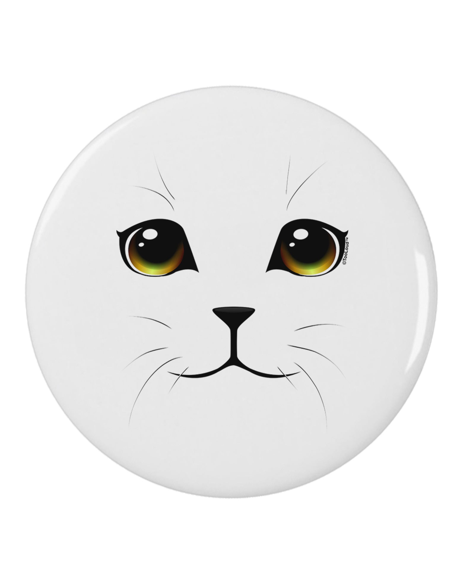 TooLoud Yellow Amber-Eyed Cute Cat Face 2.25&#x22; Round Pin Button-Round Pin Button-TooLoud-White-2.25in-Davson Sales