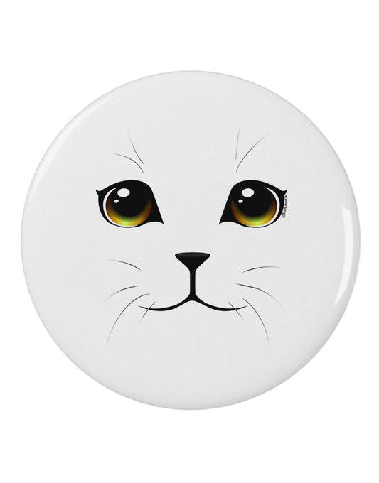 TooLoud Yellow Amber-Eyed Cute Cat Face 2.25&#x22; Round Pin Button-Round Pin Button-TooLoud-White-2.25in-Davson Sales