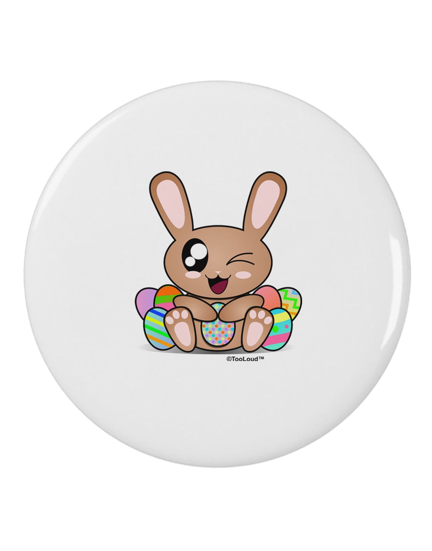 Cute Bunny with Eggs 2.25" Round Pin Button-Round Pin Button-TooLoud-White-2.25in-Davson Sales