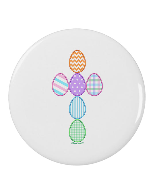 Easter Egg Cross Faux Applique 2.25&#x22; Round Pin Button-Round Pin Button-TooLoud-White-2.25in-Davson Sales